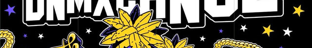 Denim Exchange South Gate logo mural with palm trees and gold chain graphics