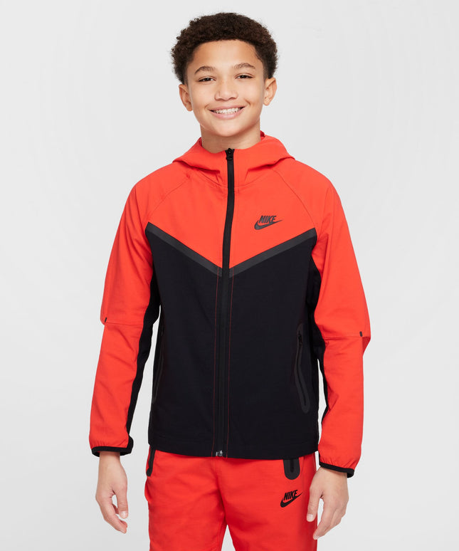 Nike Boys Tech Fleece Hoodie - Black/Light Crimson