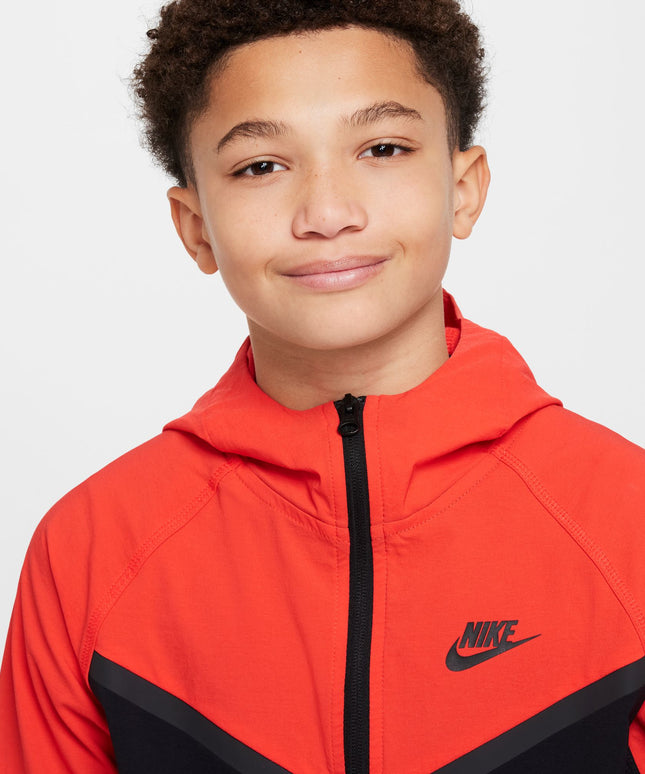 Nike Boys Tech Fleece Hoodie - Black/Light Crimson