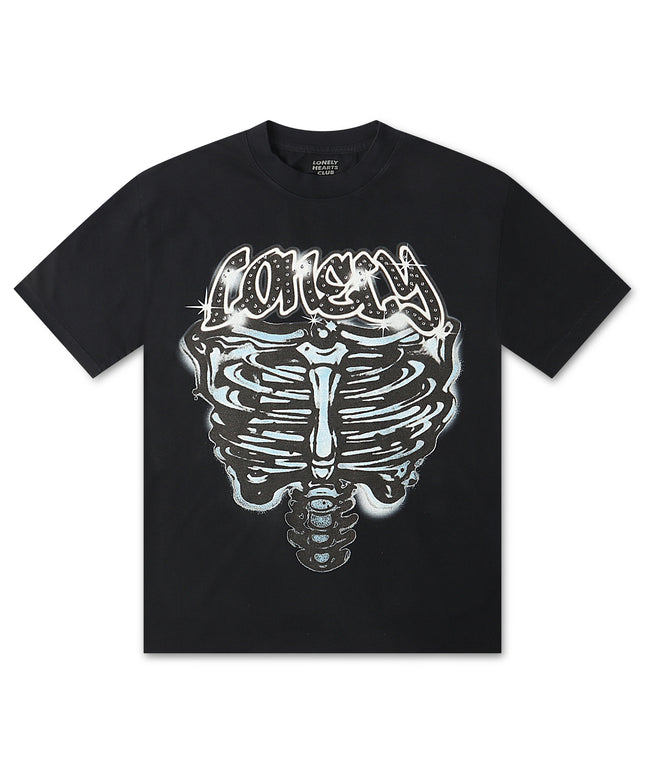 Lonely Hearts Club Heart and Soul Cropped Premium Rhinestone Tee - Black Edge