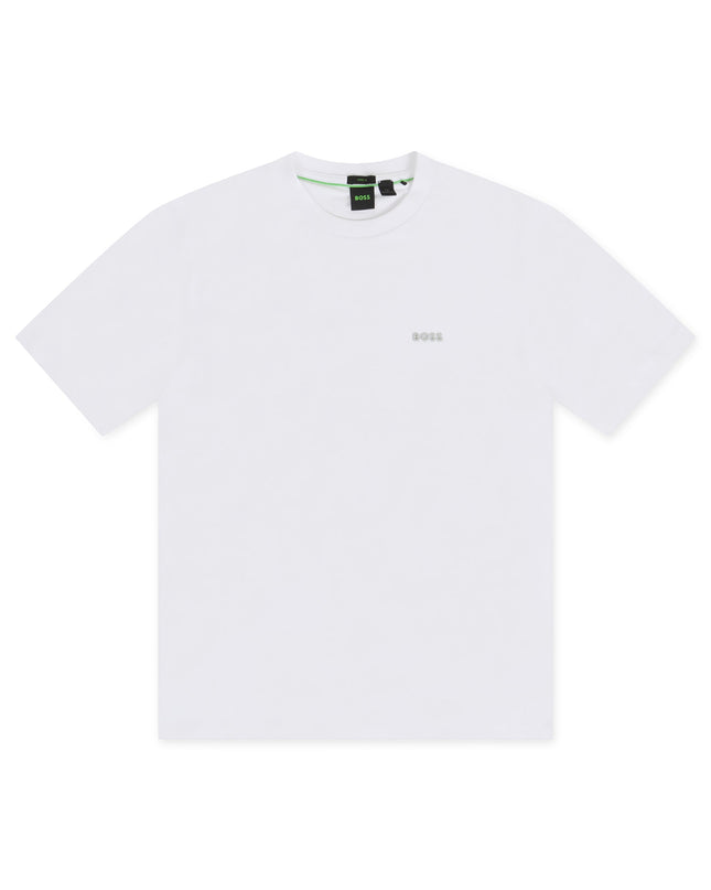 HUGO BOSS STRETCH COTTON WITH CONTRAST LOGO TEE - WHITE