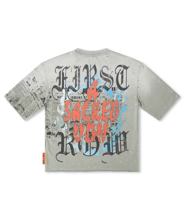 First Row Sacred Heart Cropped Tee - Grey