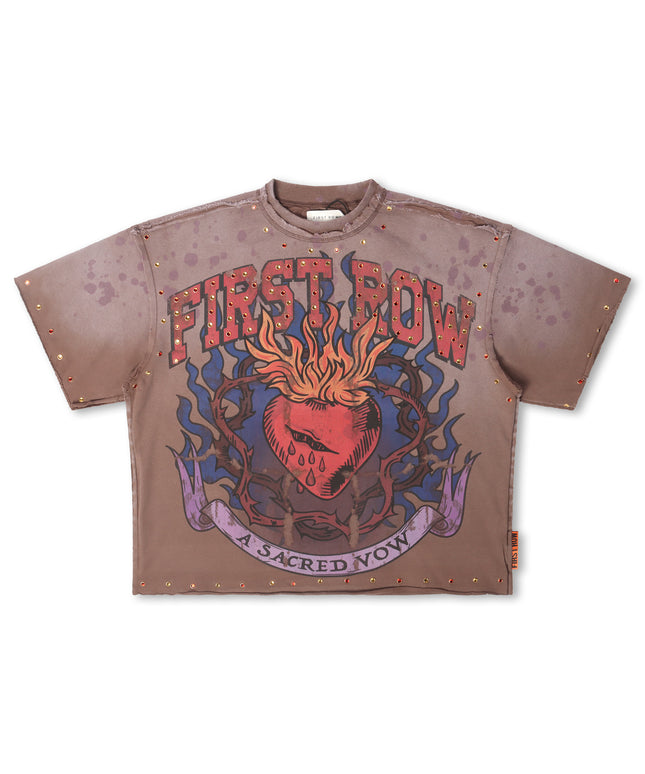 First Row Silent Promise Cropped Tee - Cafe