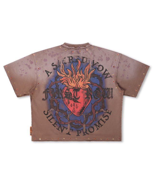 First Row Silent Promise Cropped Tee - Cafe