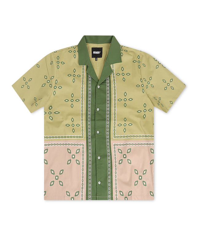 Memory Lane Patch Work Button Up Shirt - Khaki