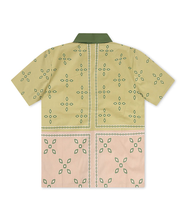 Memory Lane Patch Work Button Up Shirt - Khaki