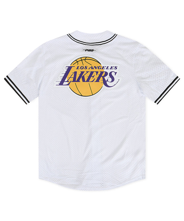 Pro Standard LA Lakers Script Tail Mesh Button Down Shirt - White/Black