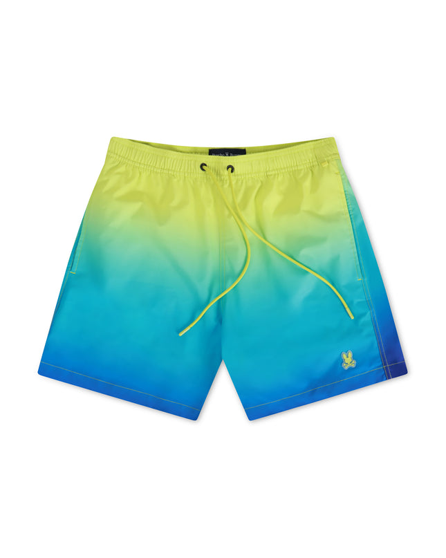PSYCHO BUNNY MENS MALTA OMBRE COLOR CHANGING SWIM TRUNK - WILD LIME