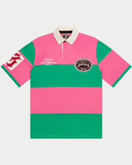 GODSPEED CLASSIC FIELD RUGBY SHIRT - PINK/GREEN