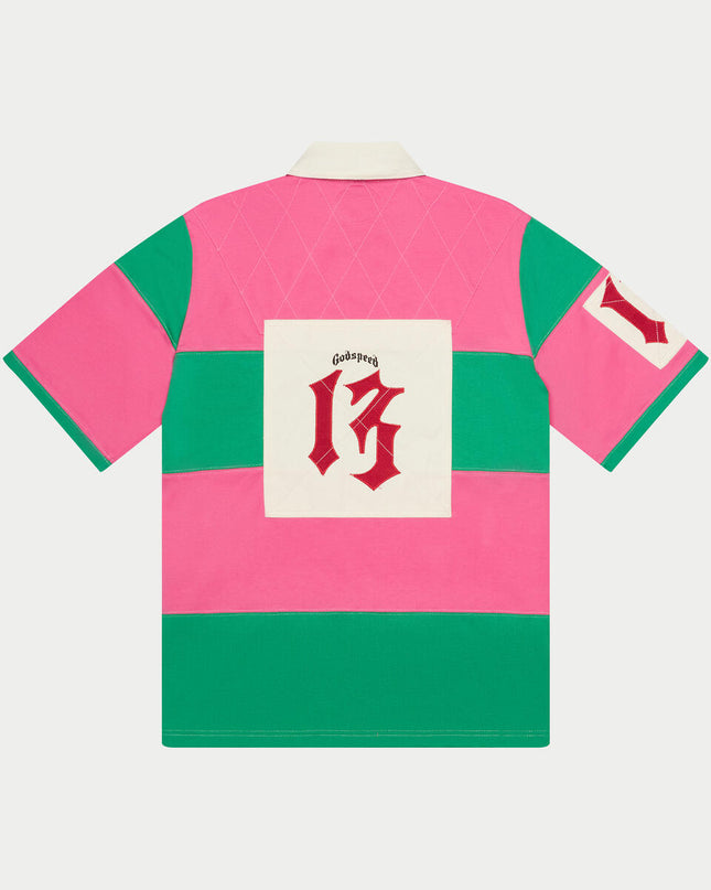 GODSPEED CLASSIC FIELD RUGBY SHIRT - PINK/GREEN