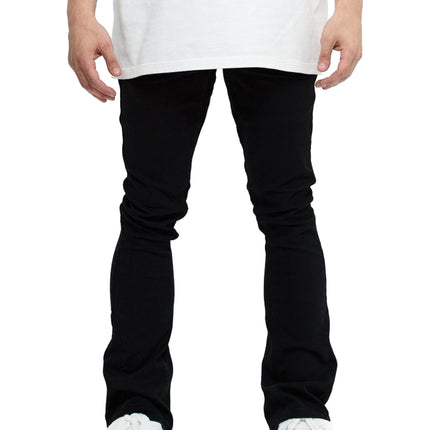 Valabasas Mr. Stacked black denim jeans featuring a slim fit, structured fabric, and a clean matte black finish.