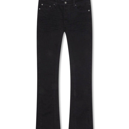 Valabasas Mr. Stacked black denim jeans in a fitted, flared bootcut silhouette with classic five-pocket detailing.