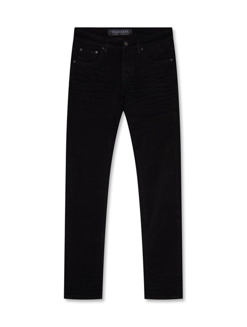 Valabasas Mr. Flex black stretch skinny jeans in jet black denim with a slim-fit silhouette and classic five-pocket.