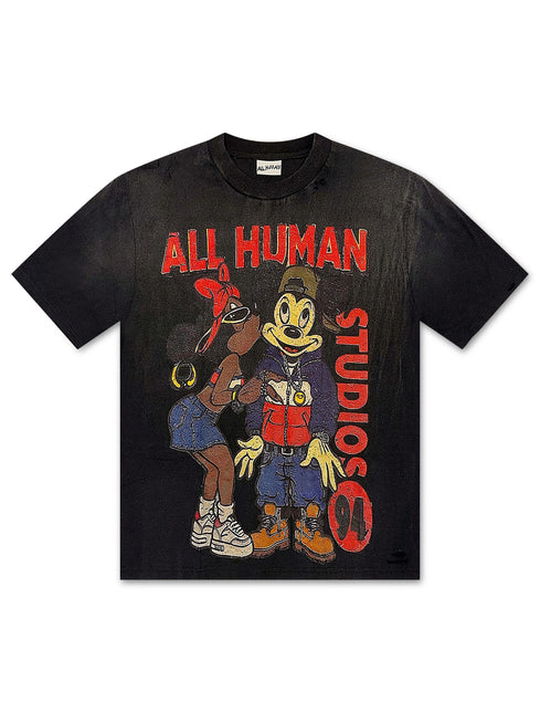 All Human FML Tee - Black Wash
