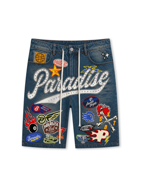 Paradise Lost Paradise Patchwork Shorts - Blue
