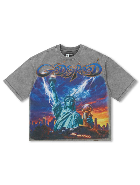Godspeed Libery Reigns Boxy Tee - Grey Wash