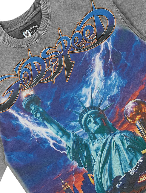 Godspeed Libery Reigns Boxy Tee - Grey Wash