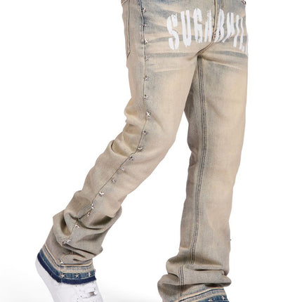 Sugarhill Dallas Stacked Jeans - Wheat Fade