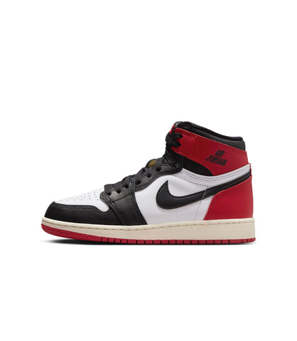 Air Jordan Big Kids 1 High OG - Black Toe Reimagined