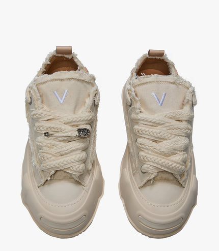 Valabasas "Vision" Low Top Shoes - Cream Leather