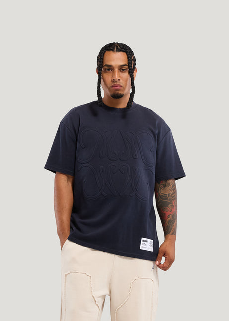 Memory Lane Monogram Embossed Tee - Vintage Black