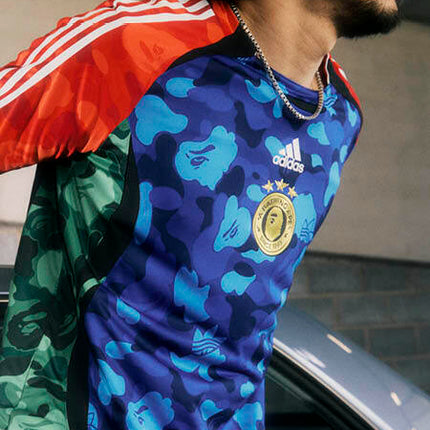 Adidas x Bape Mens Teamgeist Jersey - Blue/Red/Green