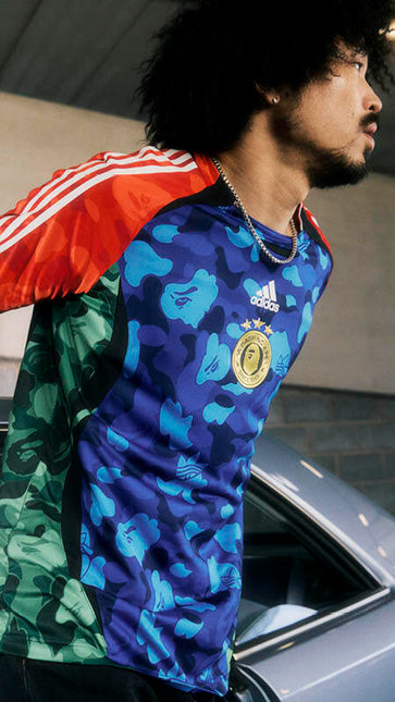 Adidas x Bape Mens Teamgeist Jersey - Blue/Red/Green