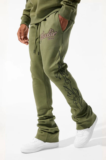 Jordan Craig Paradise Tour Fleece Stacked Joggers - Sage