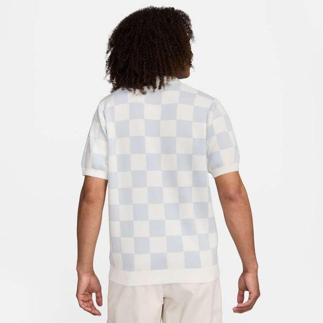 NIKE MENS SPORTS CLUB CHECKERED POLO - PLATINUM NIKE