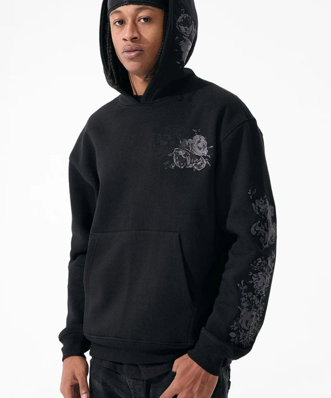 Jordan Craig Black Floral Embroidery Hoodie - Black