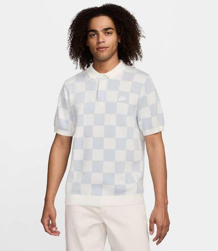 NIKE MENS SPORTS CLUB CHECKERED POLO - PLATINUM NIKE