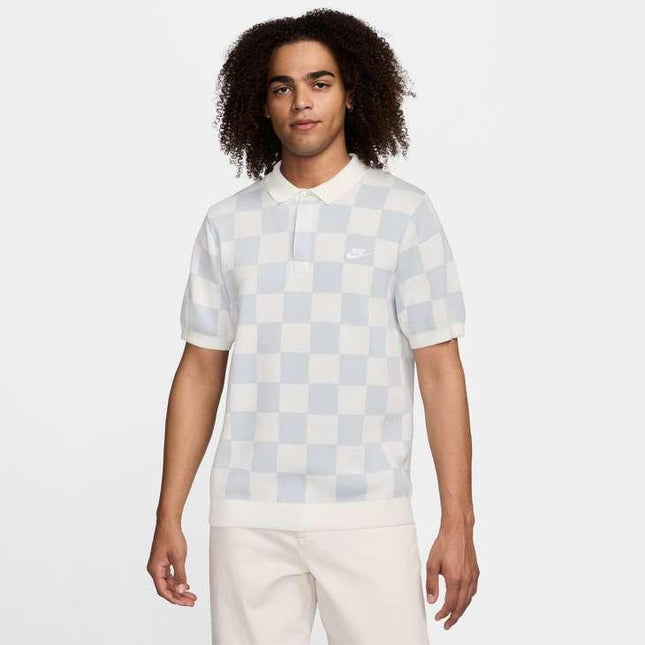 NIKE MENS SPORTS CLUB CHECKERED POLO - PLATINUM NIKE