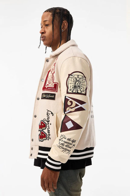 Jordan Craig Carpe Diem Varsity Jacket - Bone