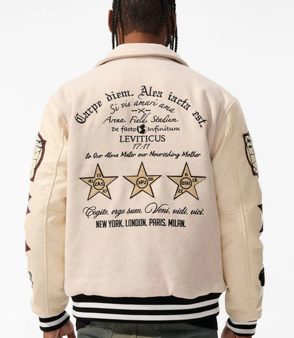 Jordan Craig Carpe Diem Varsity Jacket - Bone