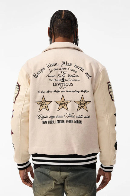 Jordan Craig Carpe Diem Varsity Jacket - Bone