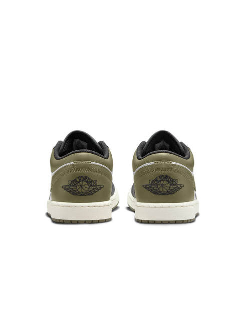 Air Jordan Mens 1 Low - Black/White-Medium Olive