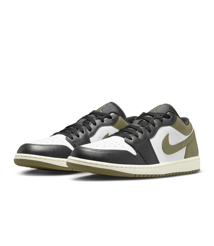 Air Jordan Mens 1 Low - Black/White-Medium Olive