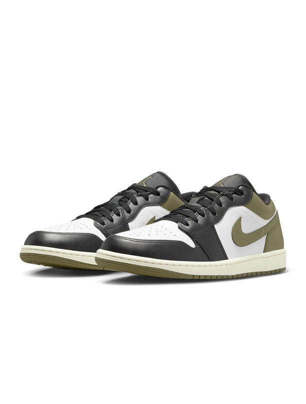 Air Jordan Mens 1 Low - Black/White-Medium Olive