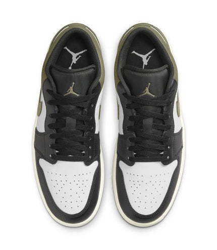 Air Jordan Mens 1 Low - Black/White-Medium Olive