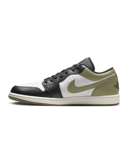 Air Jordan Mens 1 Low - Black/White-Medium Olive