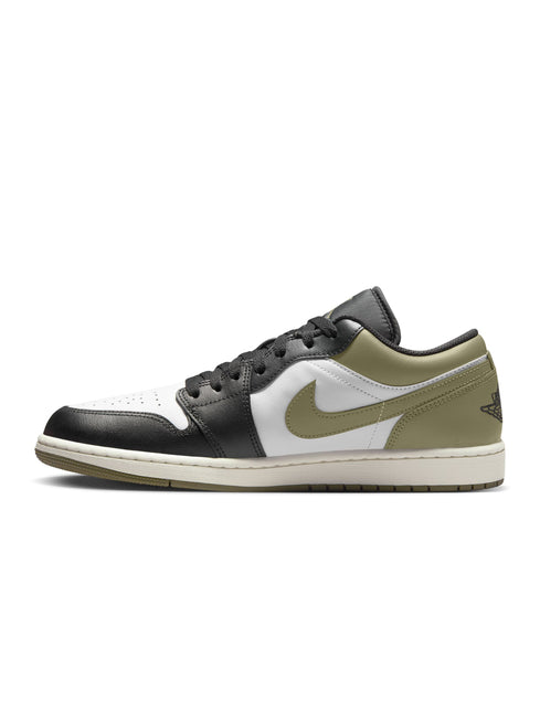 Air Jordan Mens 1 Low - Black/White-Medium Olive