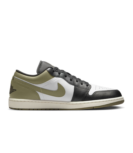 Air Jordan Mens 1 Low - Black/White-Medium Olive