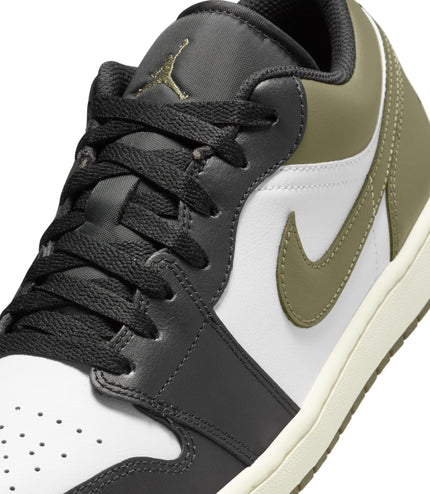 Air Jordan Mens 1 Low - Black/White-Medium Olive