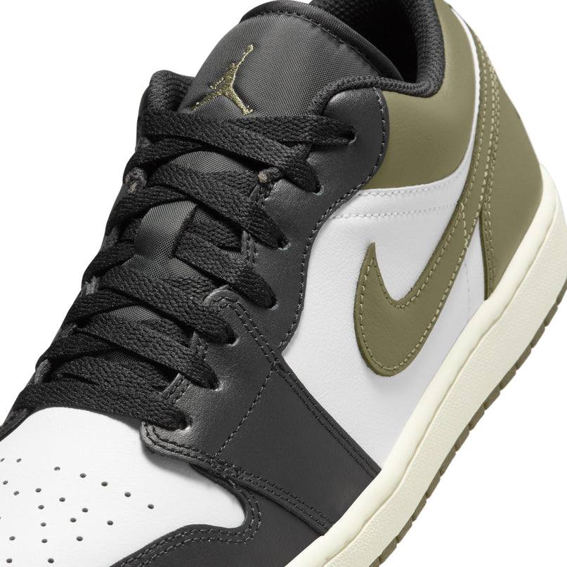 Air Jordan Mens 1 Low - Black/White-Medium Olive