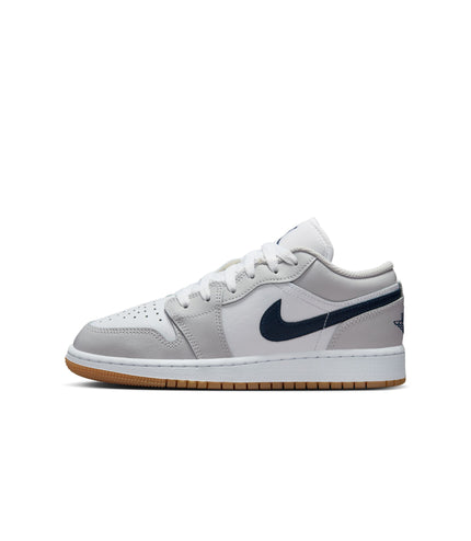Air Jordan (GS) 1 Low Blanco/Azul marino medianoche-Gris neutro