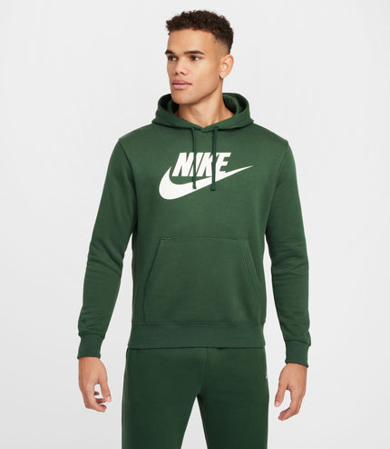 Nike Mens Sportswear Graphic Pullover Hoodie- Fir/White