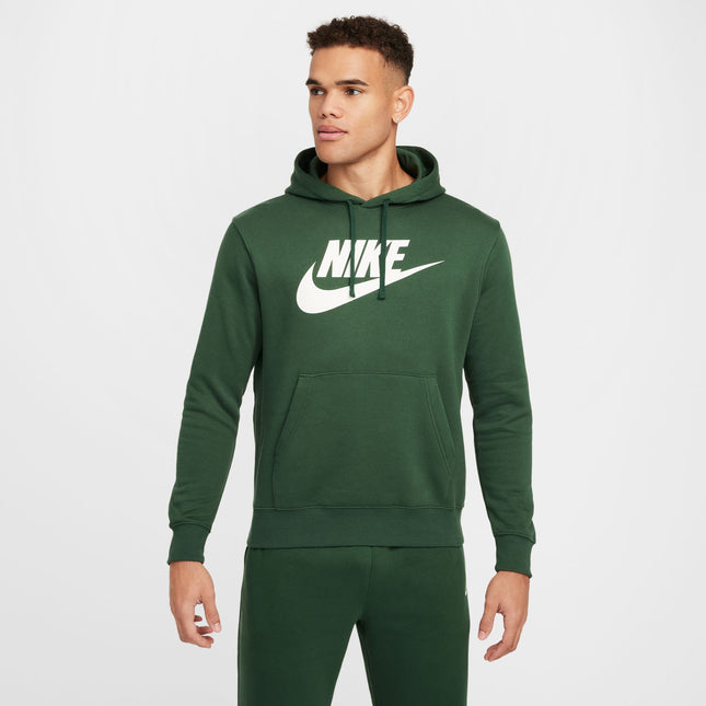 Nike Mens Sportswear Graphic Pullover Hoodie- Fir/White