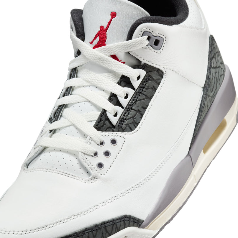 Air Jordan Big Kids 3 Retro - White/Cement Grey