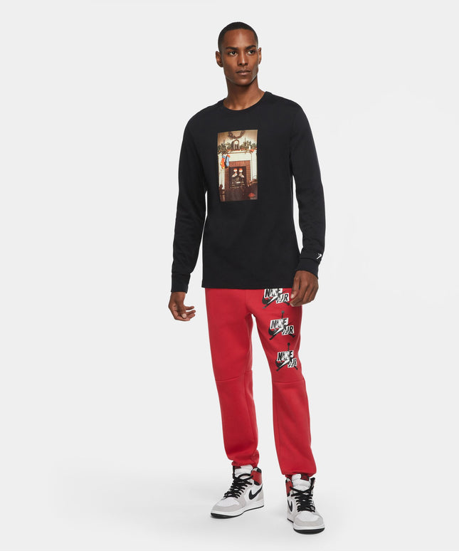 Air Jordan Mens Jumpman Chimney Long Sleeve Tee - Black