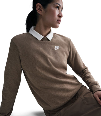 Nike Womens Sportswear Club Fleece Crewneck - Mink Brown
